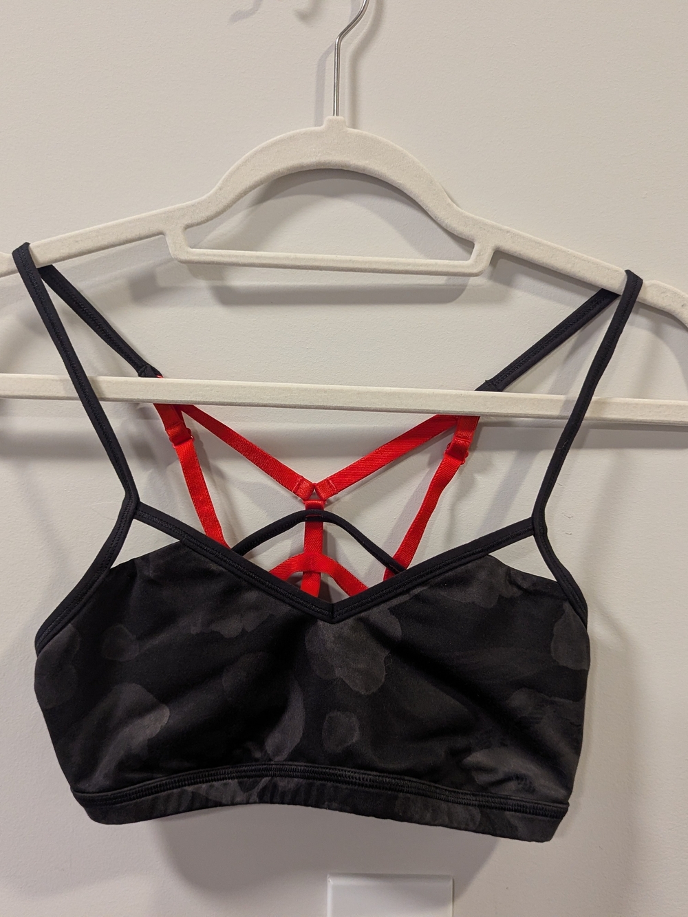 Lululemon Black Sports Bra with Red Strappy Back
